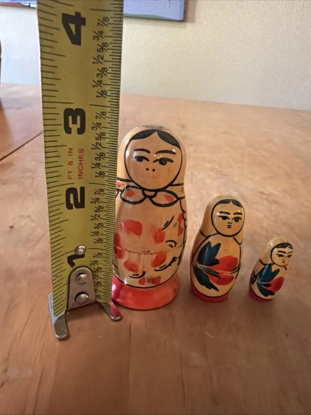 3 Piece Russian Matryoshka Nesting Doll Set 3”-hand painted Floral Motif